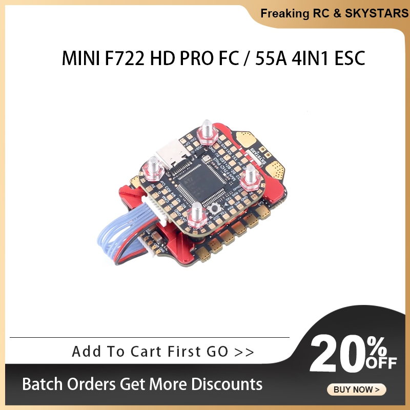 SKYSTARS 20×20 Mini Stack F722 - Foxeer Reaper F4 128K 65A Esc reseña y precio